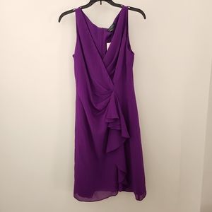 NWT Ralph Lauren | Ruffled Georgette Cocktail Dress in Purple, Size 4